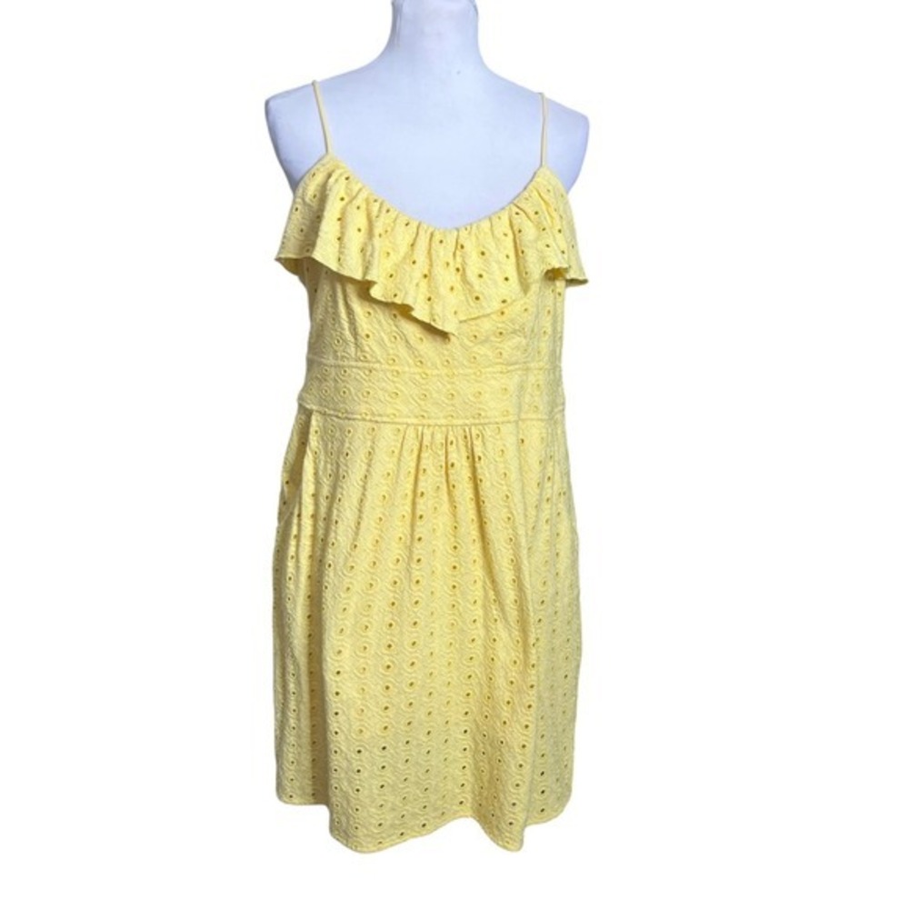 Lilly Pulitzer Carreen Eyelet Dress Yellow Resortcore Sun Dress Women's Large - Picture 2 of 8